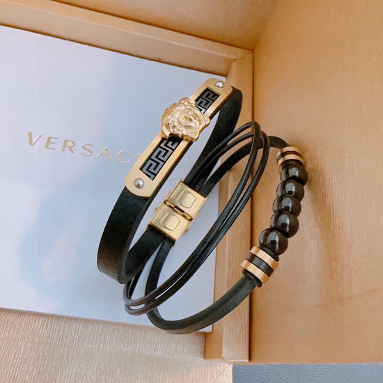 Versace Cowhide Braided Adjustable Bracelet