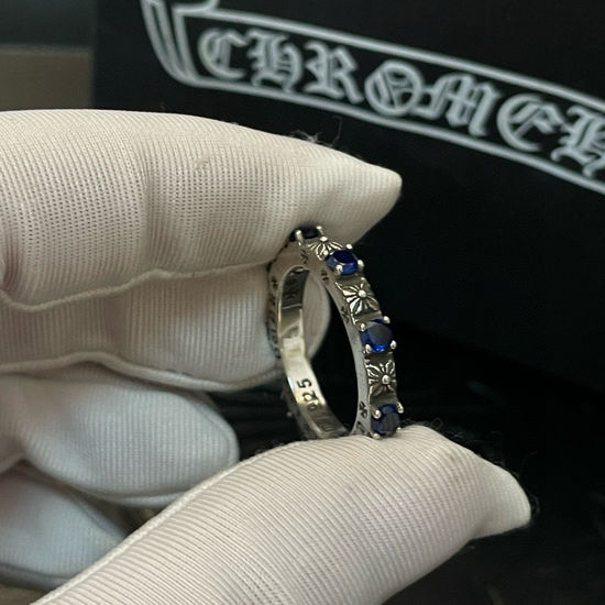 Chrome Hearts Vintage Blue Stone Cross Ring Jewelry
