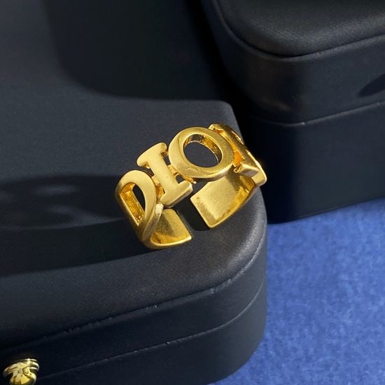 Christian Dior CD Vintage Hollow Letter Open Band Ring