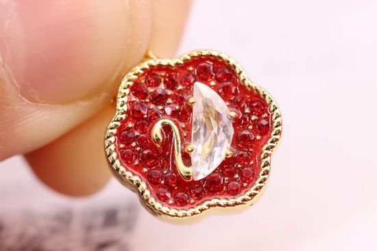 Swarovski Red Swan Floral Pendant Necklace