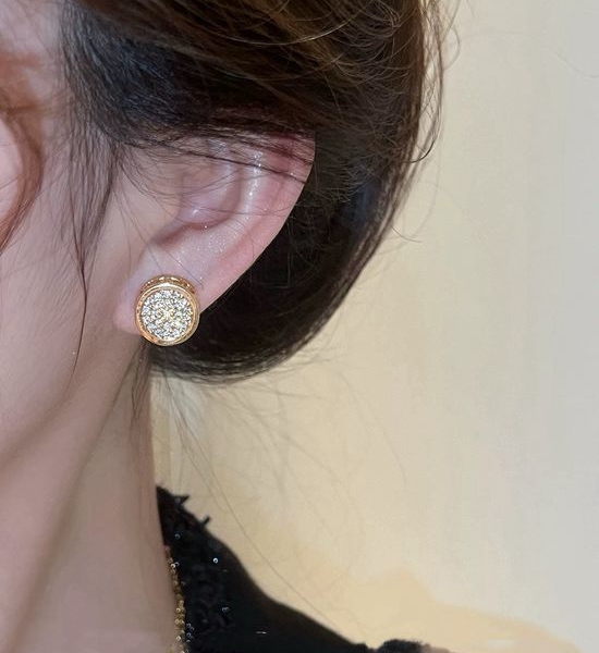 Vivienne Westhood Full Diamond Saturn Stud Earrings