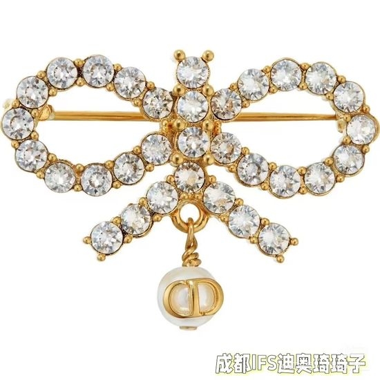 Christian Dior CD Full Diamond Bow Decorative Brooch