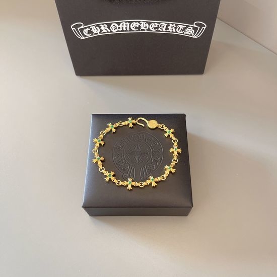 Chrome Hearts Green Diamond Charm Bracelet