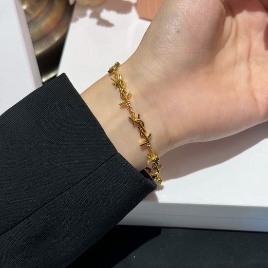 Yves Saint Laurent YSL Minimalist Logo Metal Bracelet