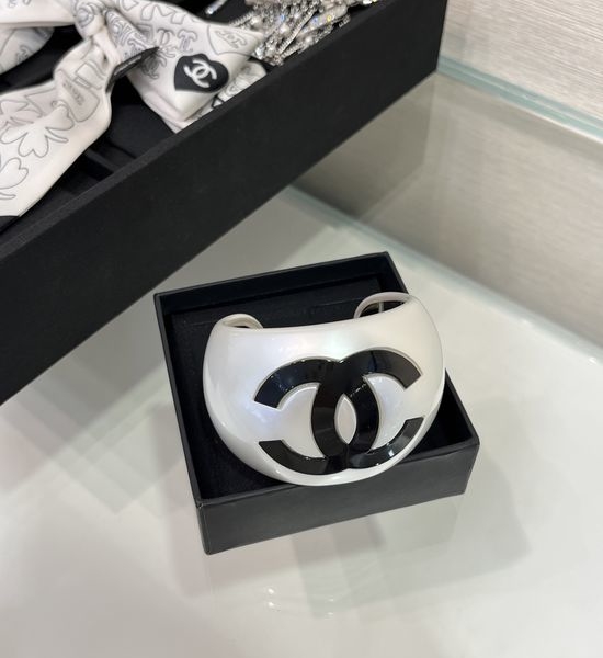 Chanel New Black & White Acrylic Wide Bracelet