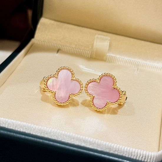 Van Cleef & Arpels VCA Pink Mother of Pearl Clover Earrings