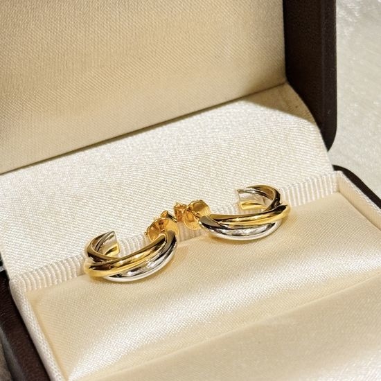 Cartier Cross Three Tone Smooth Stud Earrings
