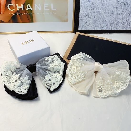 Christian Dior CD Lace Bowknot Spring Hair Clip
