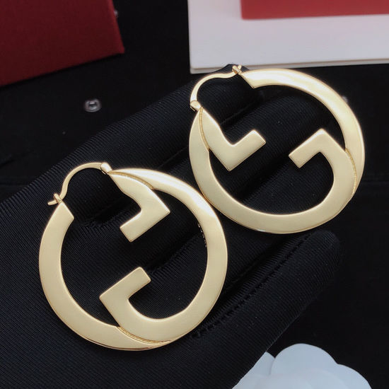 Gucci Polished Round Hoop Brass Earrings