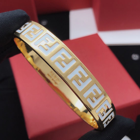 Fendi White Enamel Brass Bangle