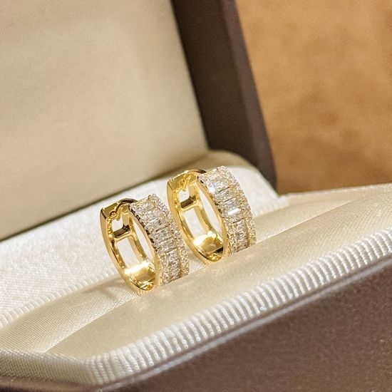 Balenciaga Baguette Diamond Hoop Earrings