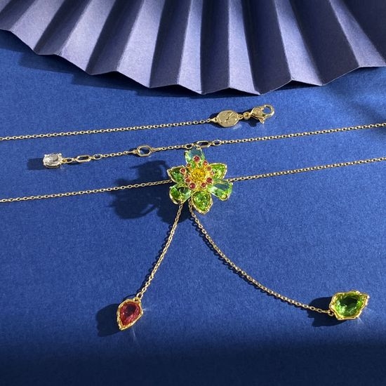 Swarovski Crystal Flower Tassel Pendant Necklace