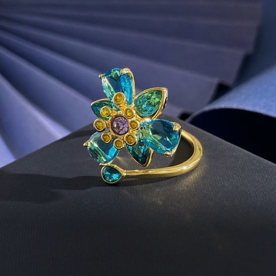 Swarovski Flower Water Drop Crystal Open Ring