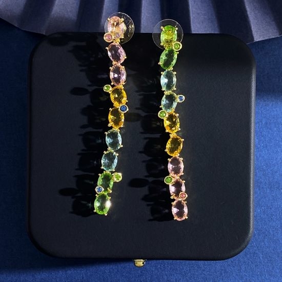 Swarovski Asymmetric Color Crystal Drop Earrings