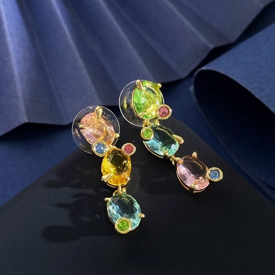 Swarovski Asymmetric Color Crystal Stud Earrings