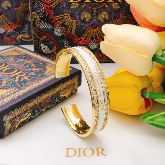 Christian Dior CD Square Rhinestone Enamel Bangle