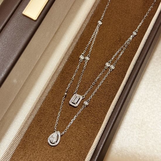 Messika Square Diamond Tassel Double Layer Necklace