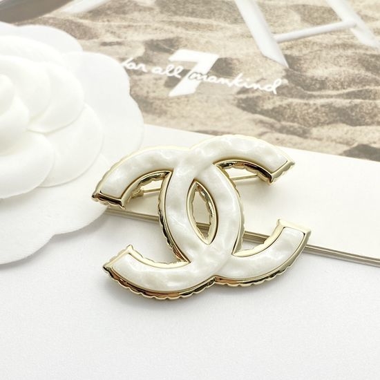 Chanel White Enamel Brooch