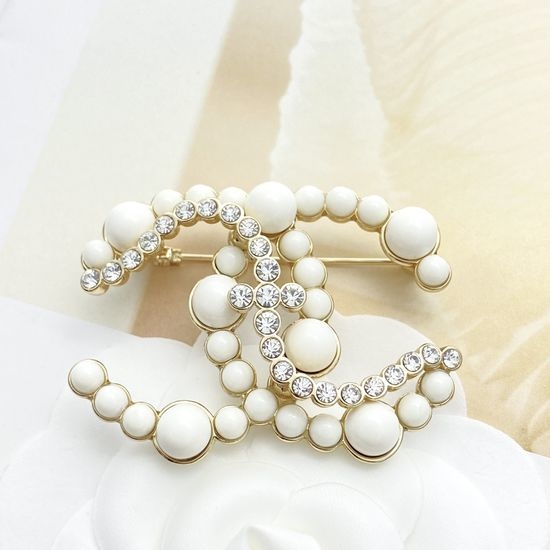 Chanel Rhinestone Flower Pearl Brooch