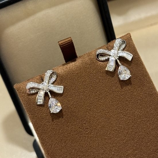 Polo Ralph Lauren Bow Tassel Diamond Stud Earrings