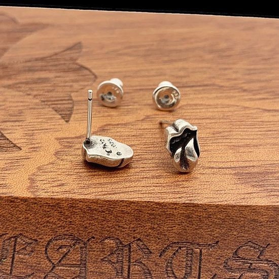 Chrome Hearts Vintage Embossed Pattern Stud Earrings
