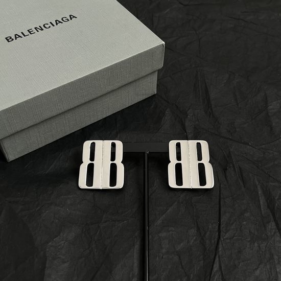 Balenciaga Minimalist Gold Tone Stud Earrings