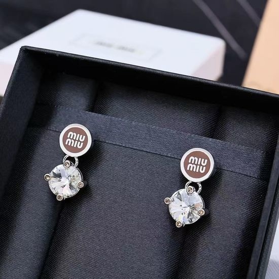 Miu Miu Enamel Button Diamond Earrings