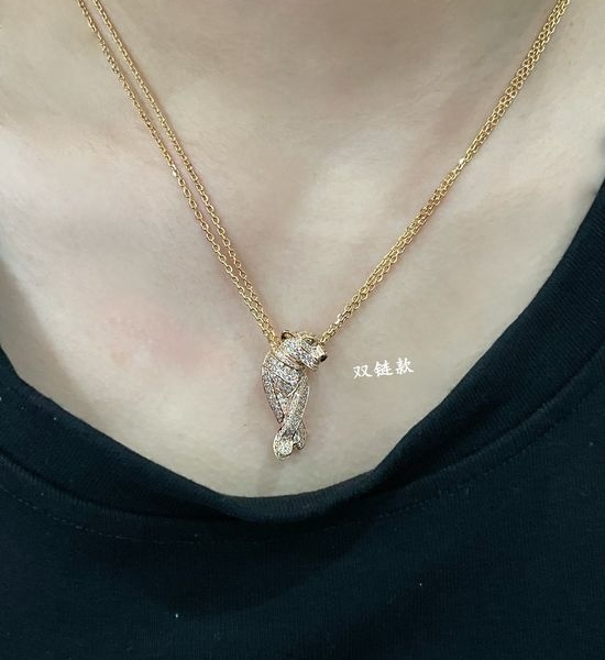 Cartier Double Chain Leopard Necklace Premium Material