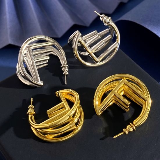 Fendi Three Layer Circle Hoop Earrings