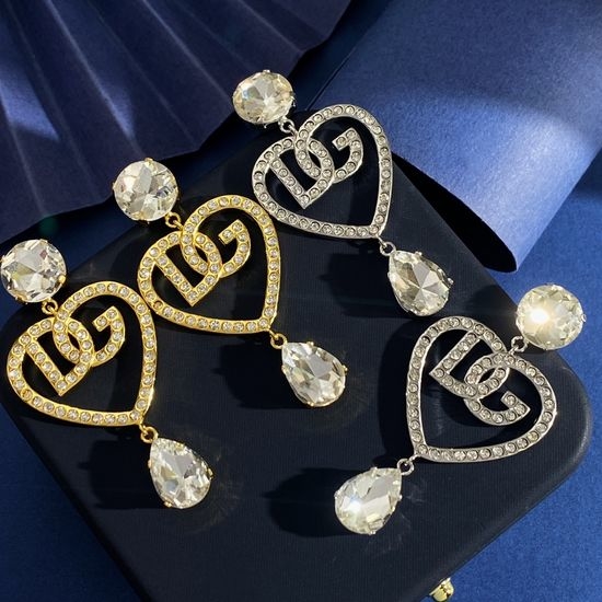 Dolce & Gabbana Hollow Heart Drop Diamond Earrings