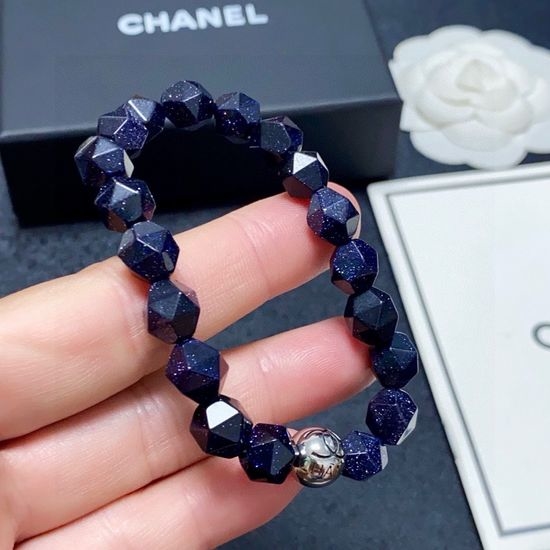 Chanel Purple Sandstone Beaded Bracelet Elastic Jewelry