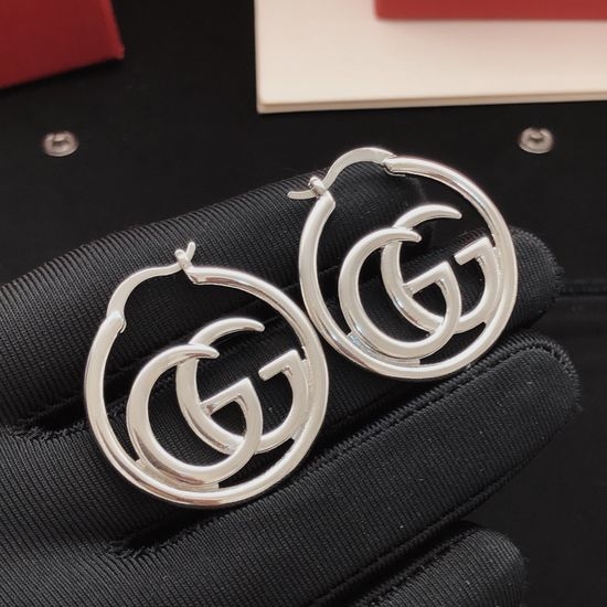 Gucci Polished Silver Stud Earrings Brass Jewelry