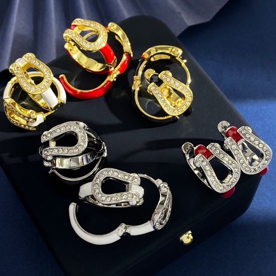 Fred Enamel Diamond Studded Round Earrings