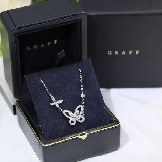 Graff Yellow Zircon Butterfly Necklace 925 Silver Plated Platinum