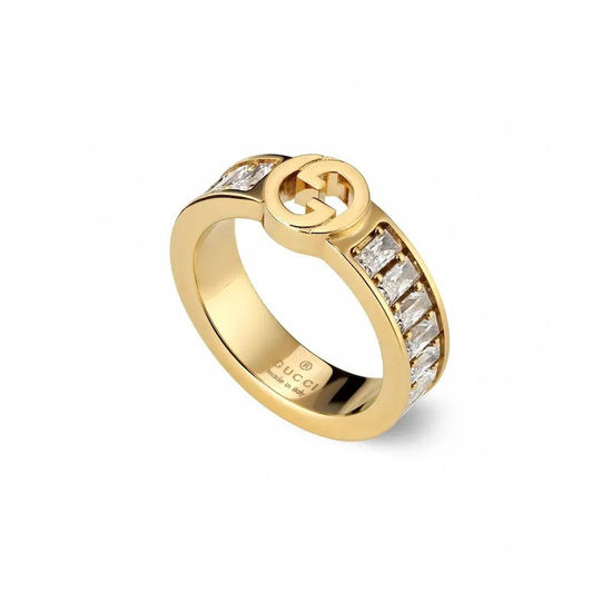 Gucci Trapezoid Diamond Interlocking Ring