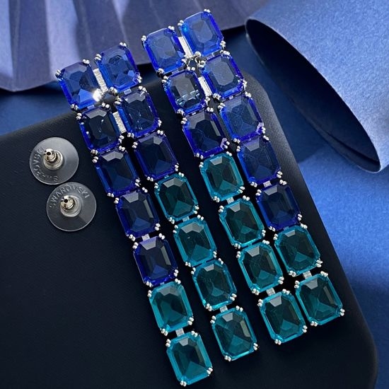 Swarovski Gradient Blue Crystal Long Drop Earrings