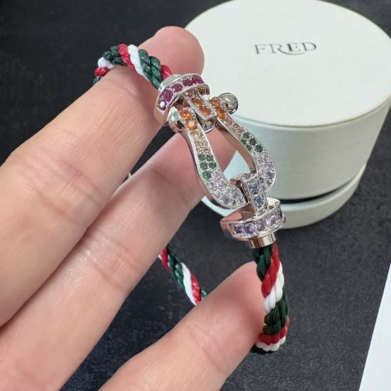 Fred Colorful Diamond Horseshoe Buckle Rope Bracelet
