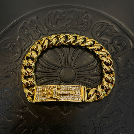 Chrome Hearts Vintage Diamond Studded Cross Bracelet