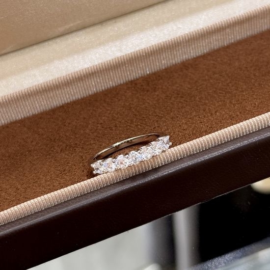 Tiffany & Co. Half Paved CZ Silver Gold Plated Ring
