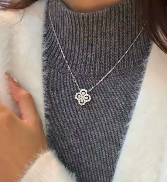 Harry Winston Full Diamond Four Leaf Clover Necklace