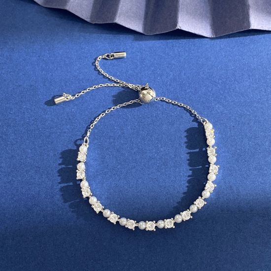 SWAROVSKI Rhinestone Pearl Adjustable Brass Bracelet