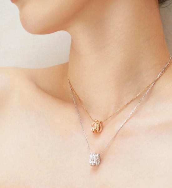 Fred Circle Buckle Diamond Pendant Necklace