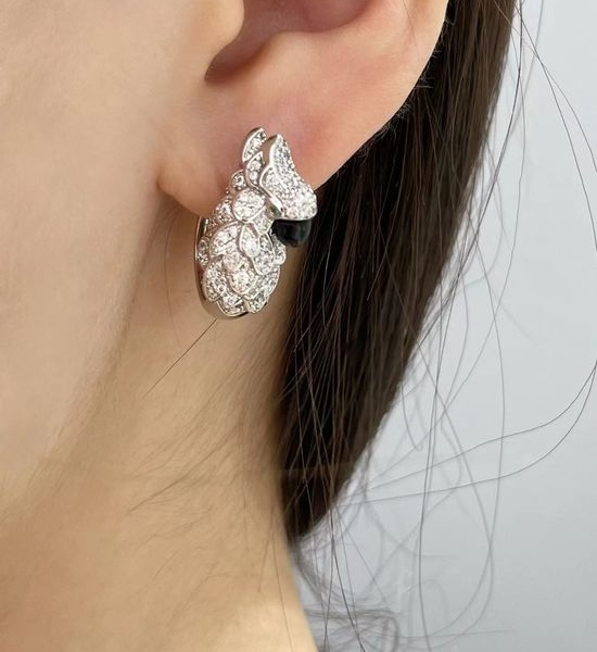 Cartier Parrot Shaped Zircon Earrings Luxury Jewelry
