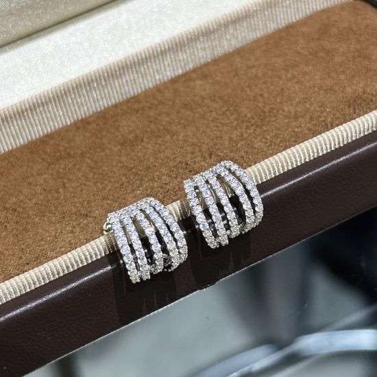 Apm monaco Full Diamond Stud Earrings in Silver