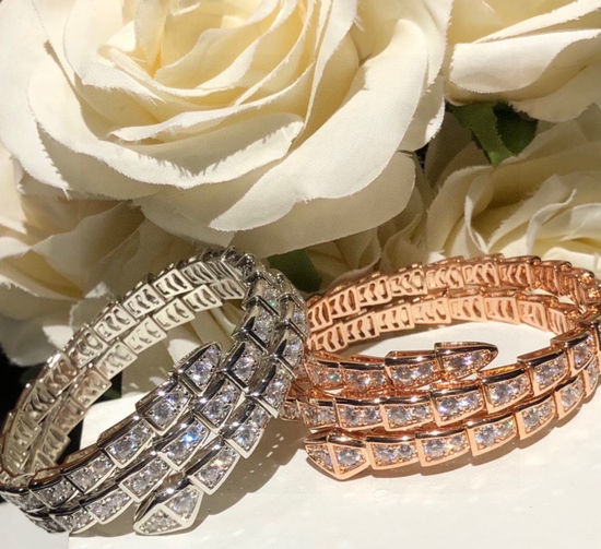 Bvlgari Diamond Encrusted Snake Bangle Bracelet