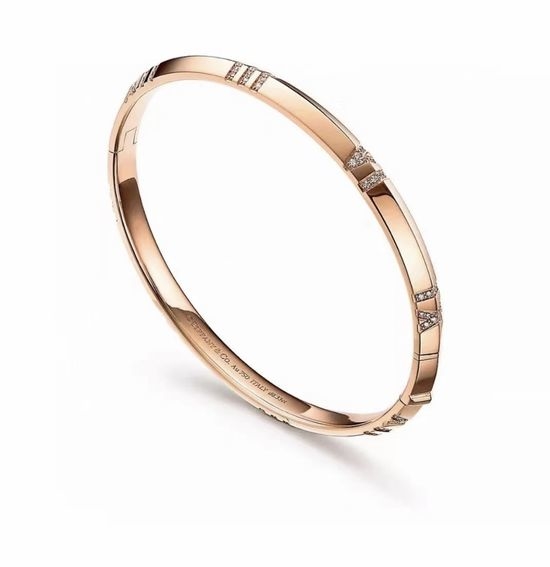 Tiffany & Co. Elegant Inlaid Diamond Bangle Three Colors