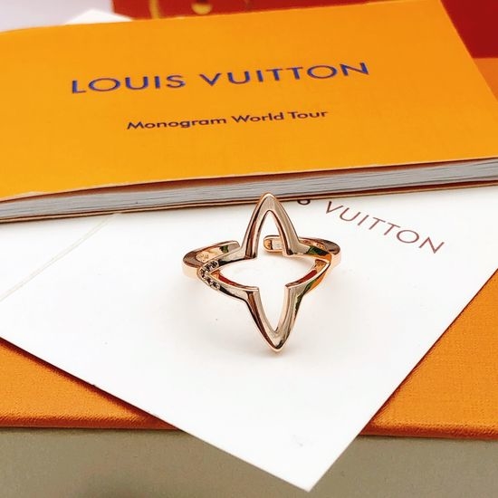 Louis Vuitton LV Rose Gold Smooth Band Ring Brass