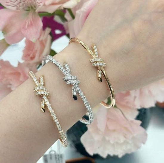 Tiffany & Co. Knot Design Half Diamond Delicate Bangle