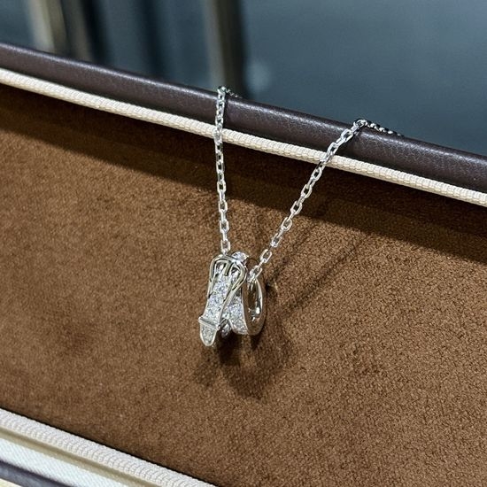 Hermes Buckle Full Diamond Sterling Silver Necklace