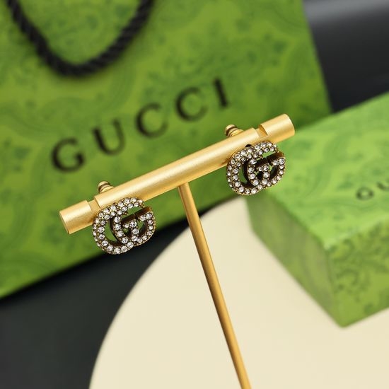 Gucci Full Diamond Letter Stud Earrings